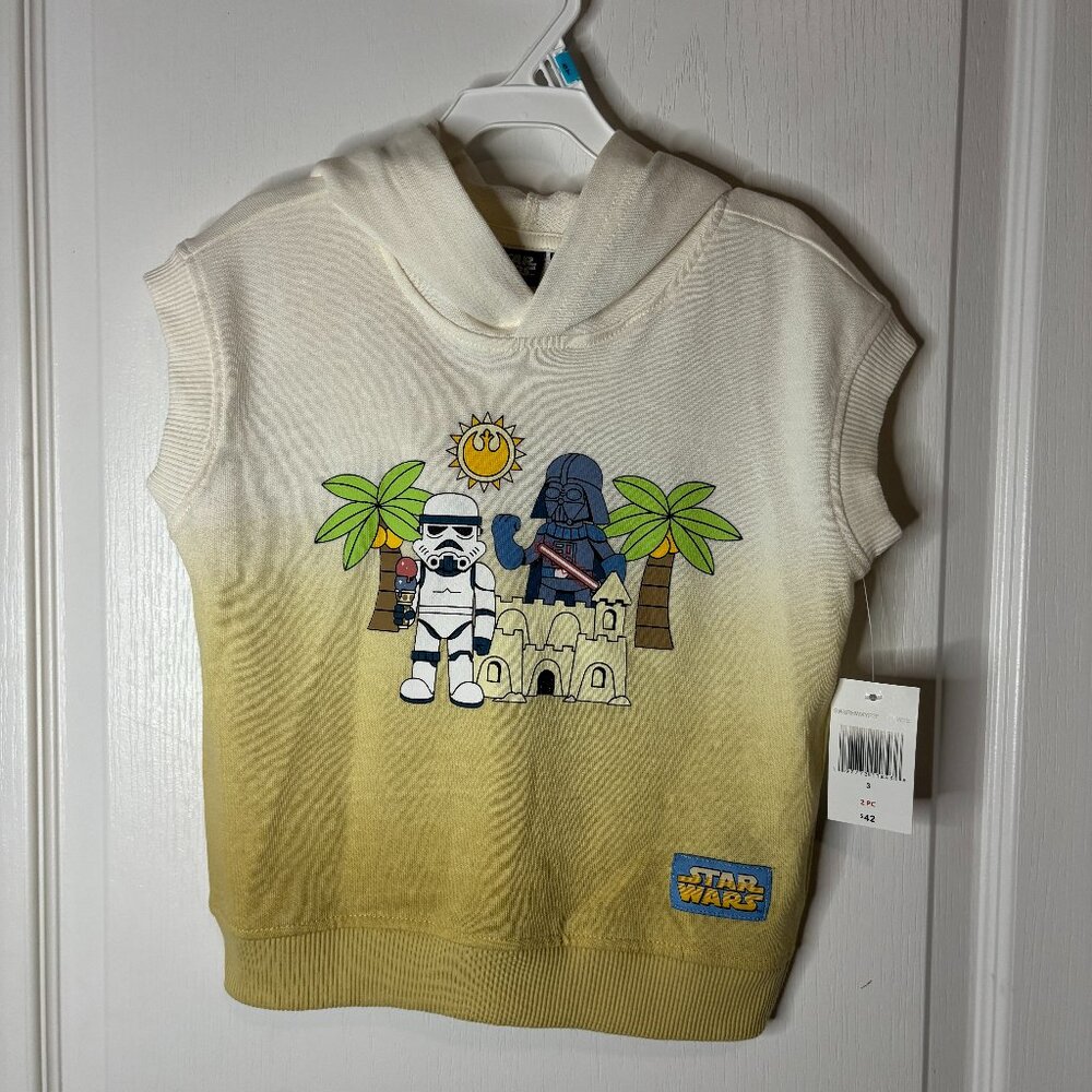 Disney Star Wars Boys Storm Trooper Darth Vader Summer Beach Hoodie Shirt, XXS